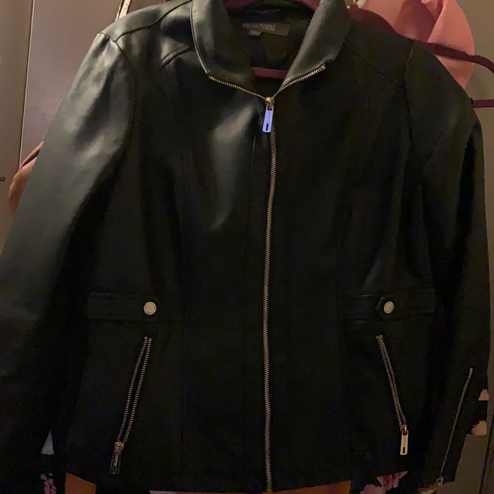 All black leather jacket